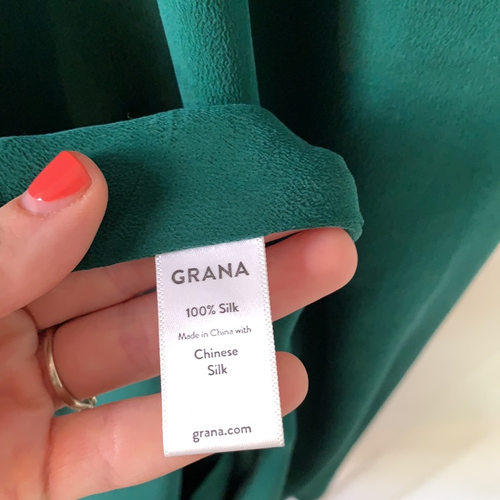 āļø GRANA Luxury Lounge Silk Racerback Trapeze Slip Dress, Emerald, XXS - Picture 6 of 7